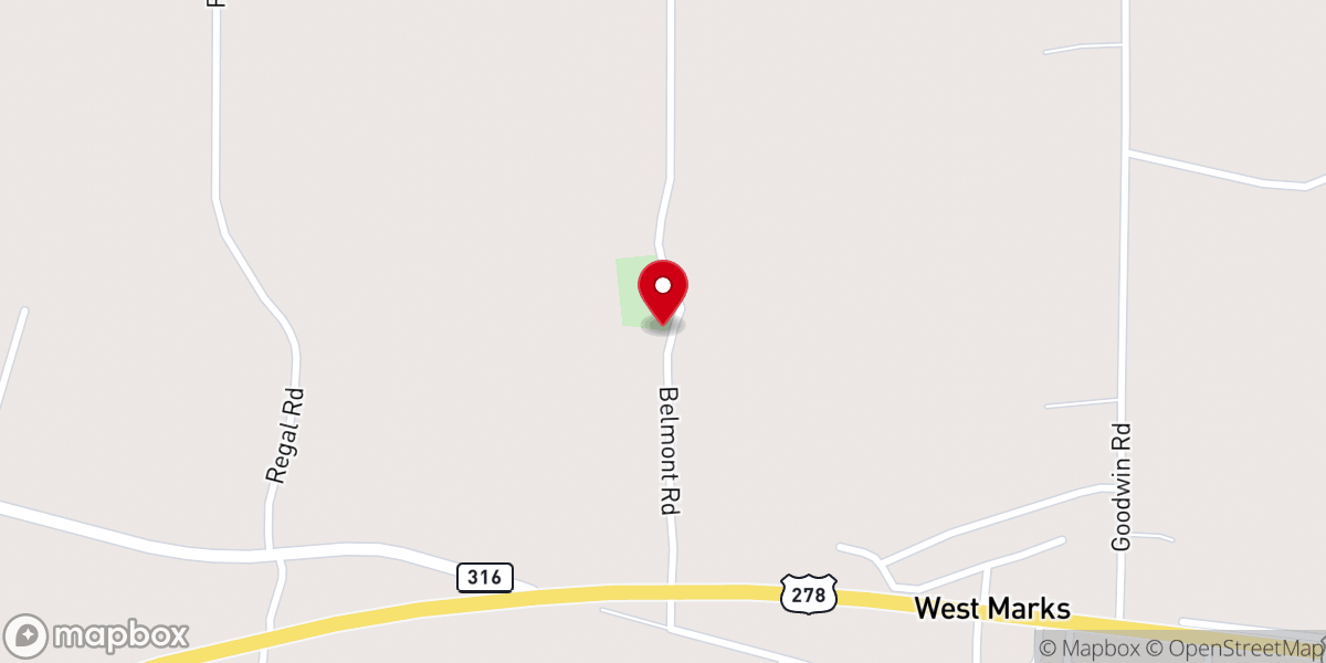 Map showing location of Belmont Church