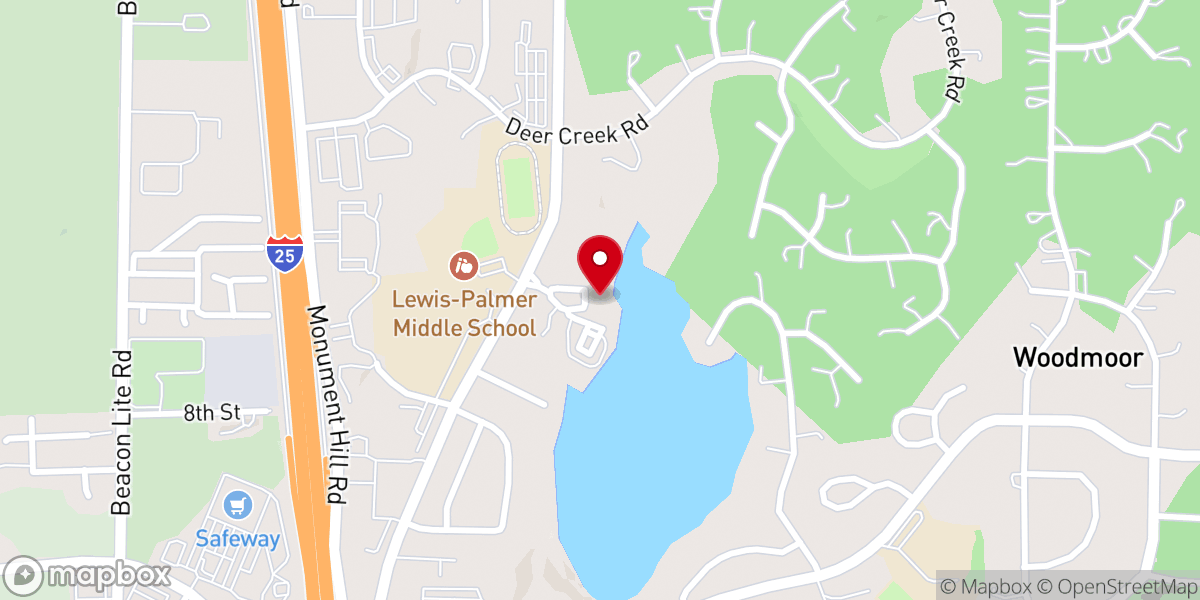 Map showing location of Woodmoor Barn Community Center