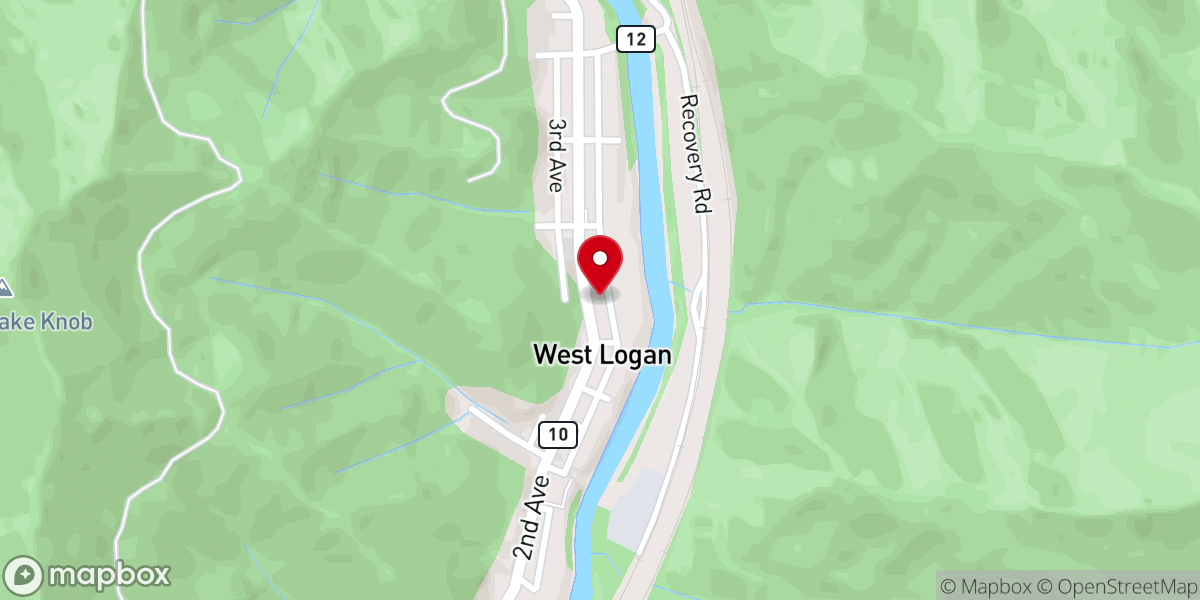 Map showing location of West Logan Baptist Church