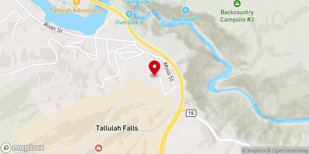 Map showing location of Tallulah Falls Baptist Church