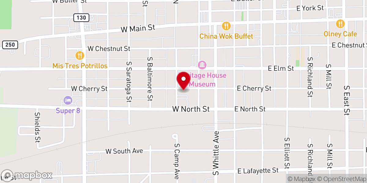 Map showing location of Olney Free Methodist Church
