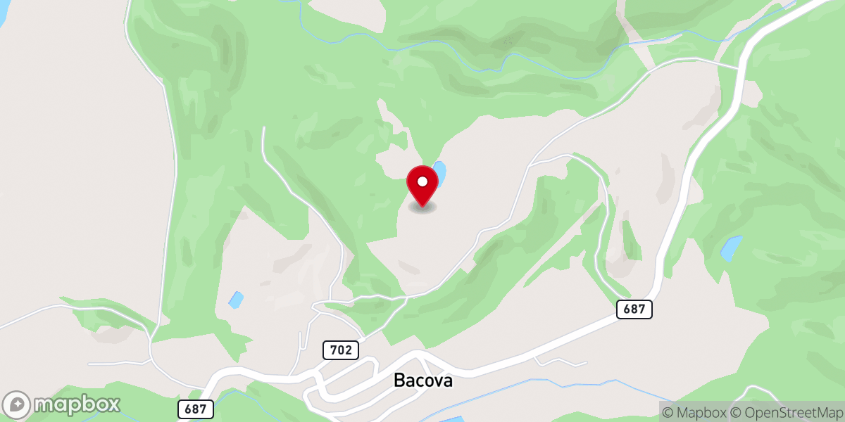 Map showing location of Bacova, VA 24412
