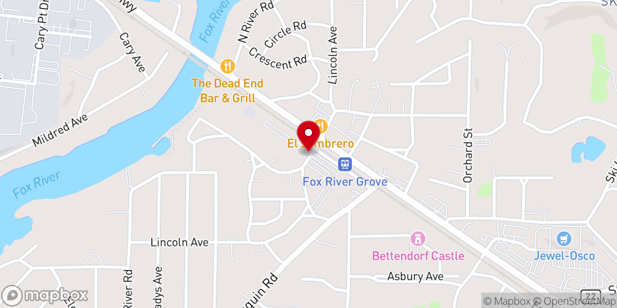 Map showing location of Cary-Grove Adventist Fellowship