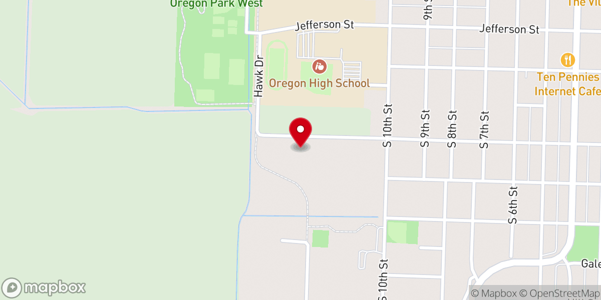 Map showing location of Blackhawk Baptist Camp