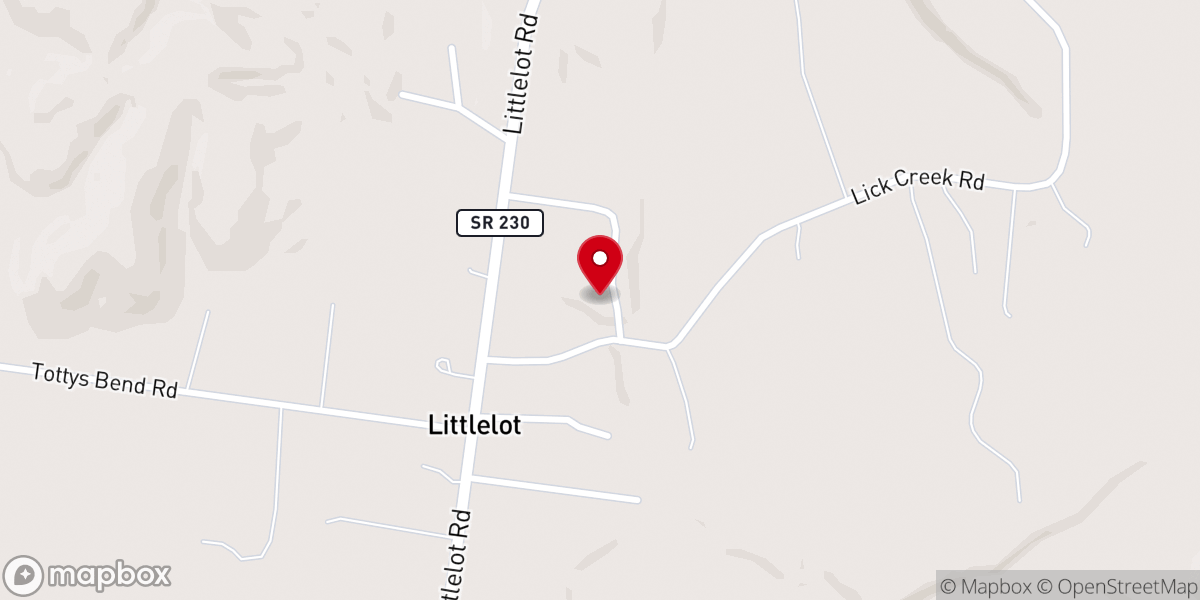 Map showing location of Little Lot United Methodist Church