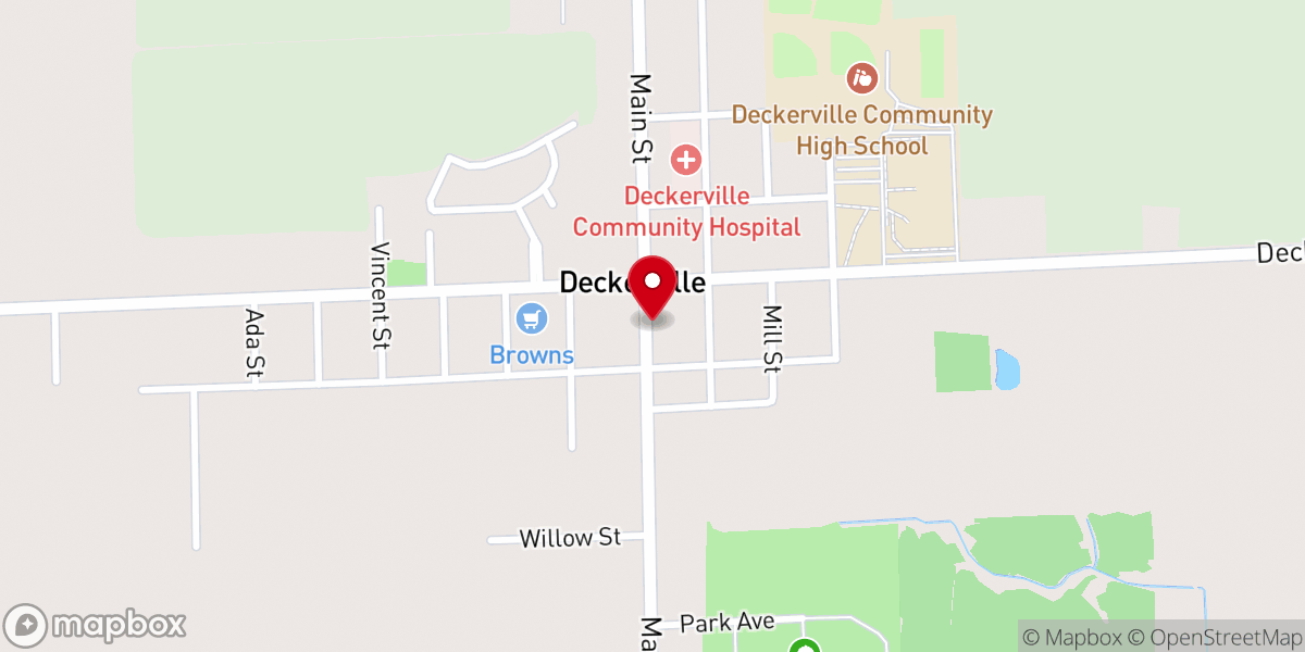 Map showing location of Deckerville Community Ministries