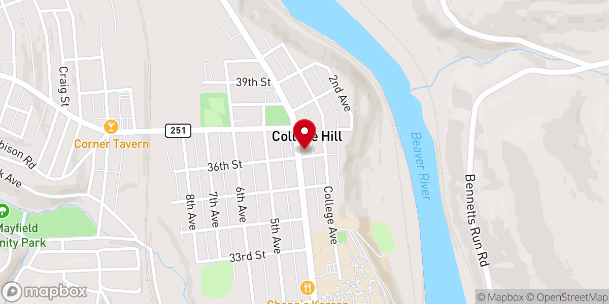 Map showing location of College Hill Church of Nazarene
