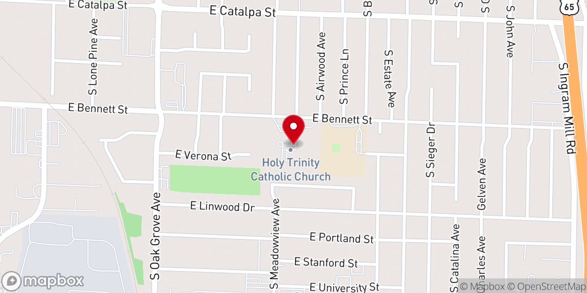 Map showing location of Holy Trinity Catholic Church