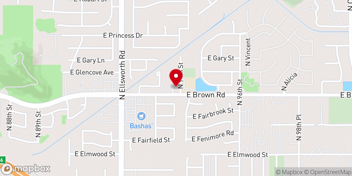 Map showing location of Mesa East Foursquare Church