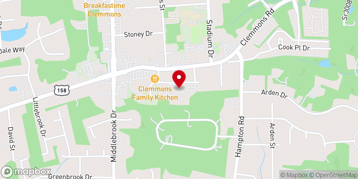Map showing location of Clemmons Moravian Church
