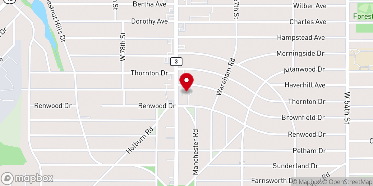 Map showing location of Bethany Evangelical Lutheran Church