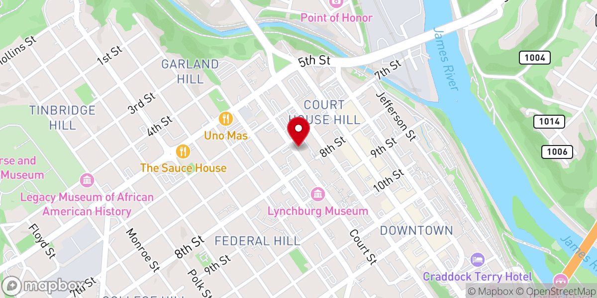 Map showing location of Downtown Presbyterian