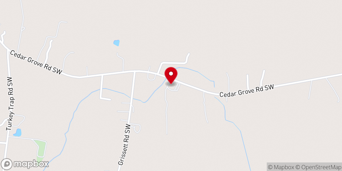 Map showing location of Cedar Grove Baptist Church