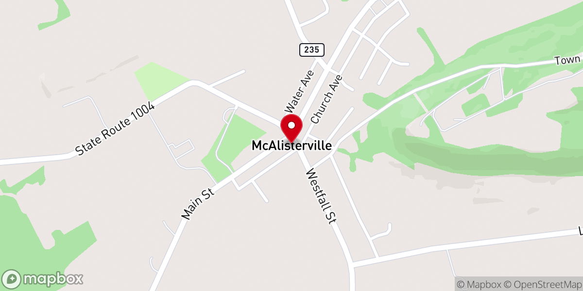Map showing location of McAlisterville
