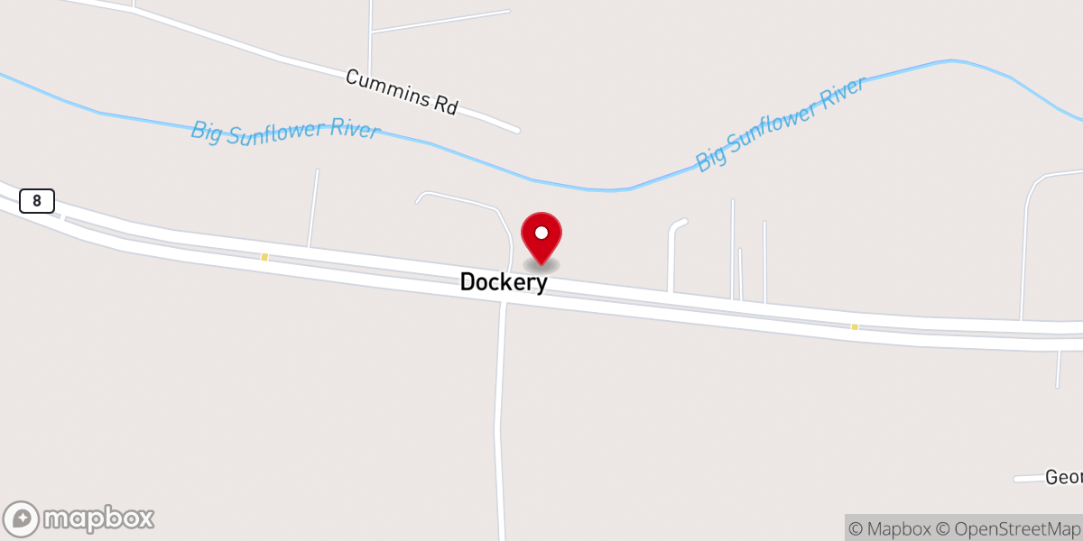 Map showing location of Dockery Baptist Church