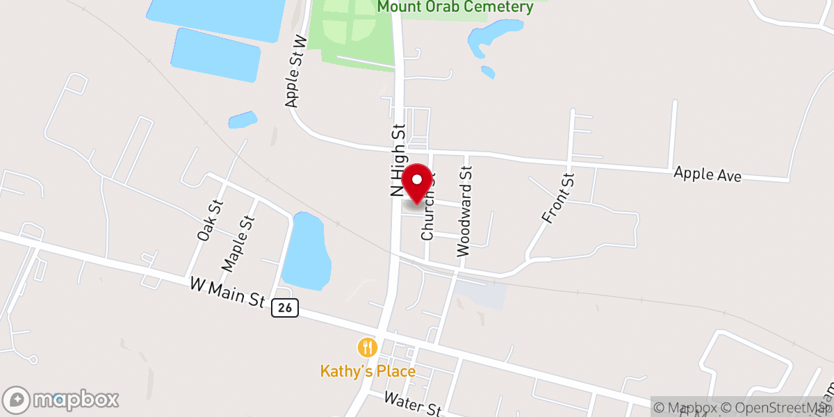 Map showing location of Mt Orab United Methodist Church