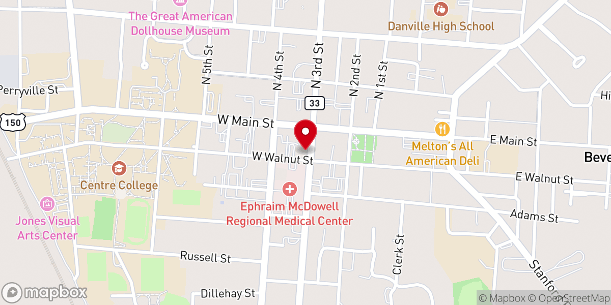 Map showing location of 3rd Street Methodist Church