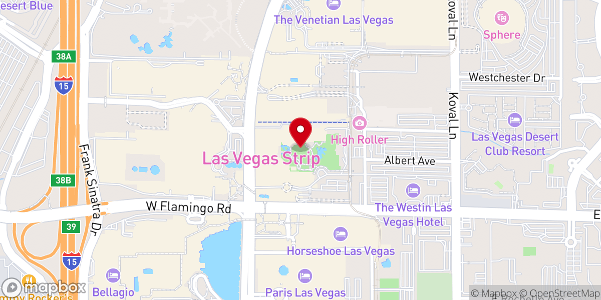 Map showing location of Gazebo Chapel at Flamingo Las Vegas