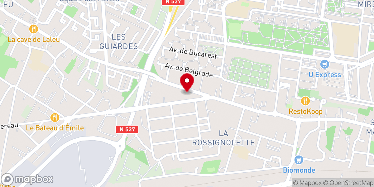 Map showing location of Petites Soeurs Assomption