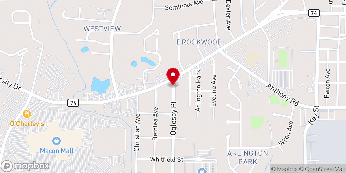 Map showing location of West Lawn Church