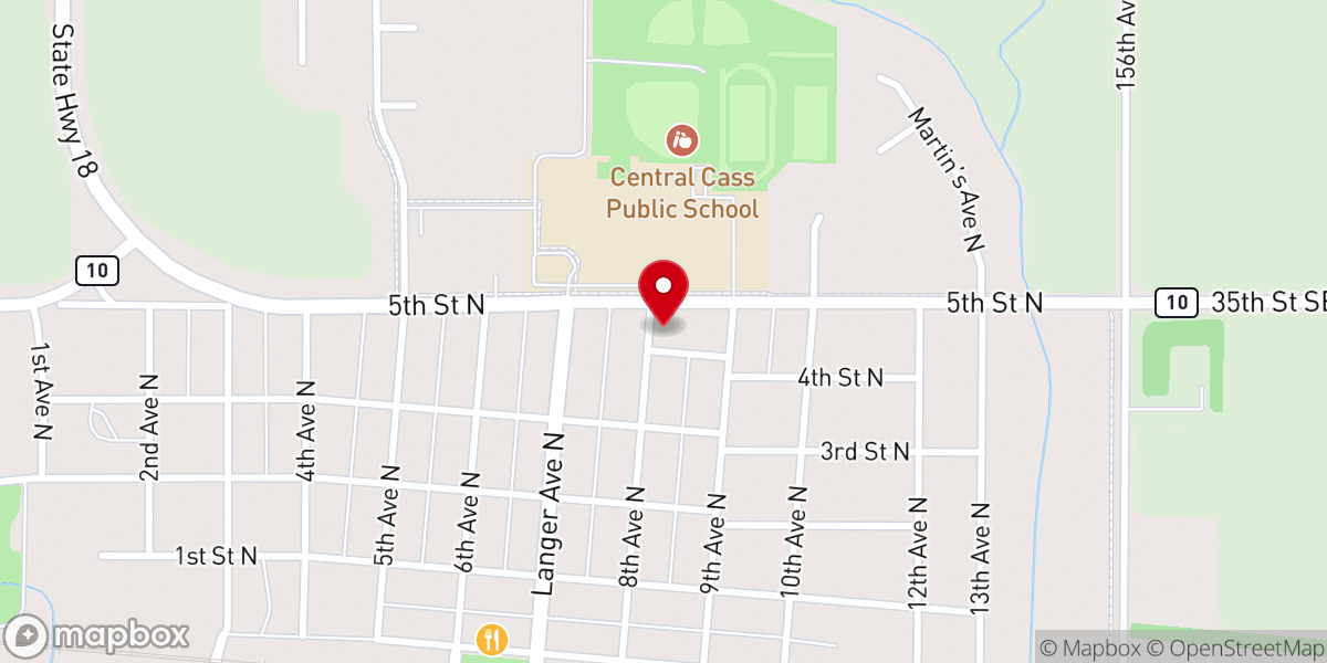 Map showing location of Casselton United Methodist Church
