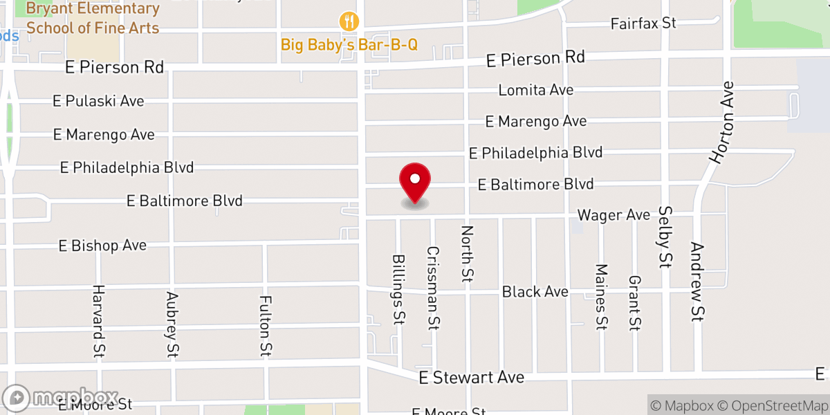 Map showing location of Gospel Temple Baptist Church