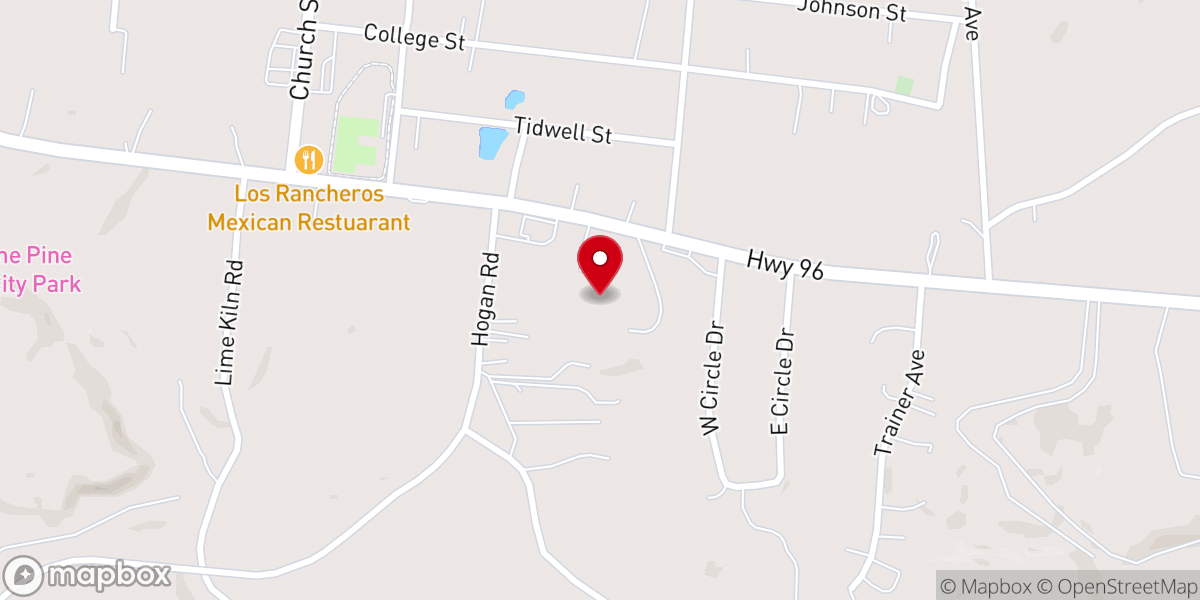 Map showing location of Burns Baptist Church