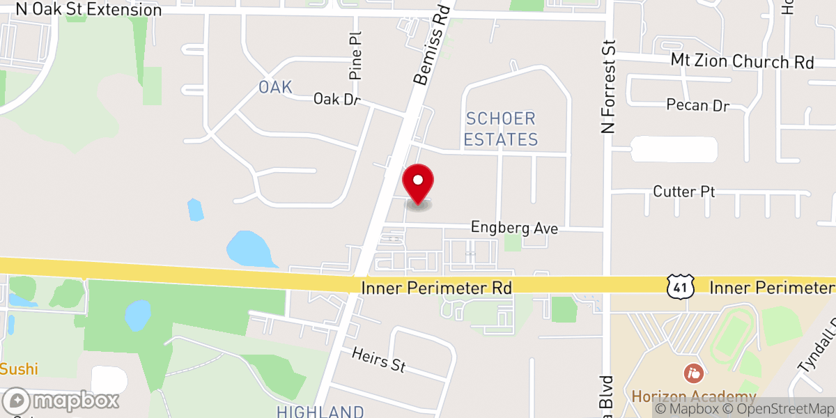 Map showing location of Bemiss Road Baptist Church