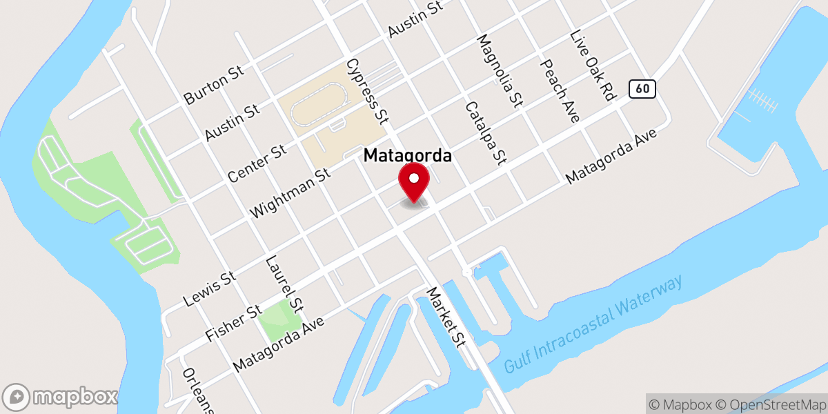 Map showing location of Matagorda United Methodist Church