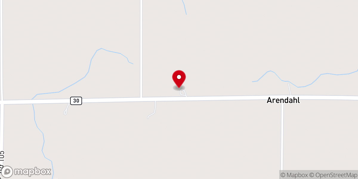Map showing location of Arendahl Lutheran Church