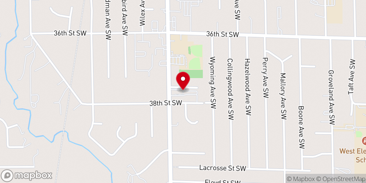 Map showing location of Buck Creek Community Church