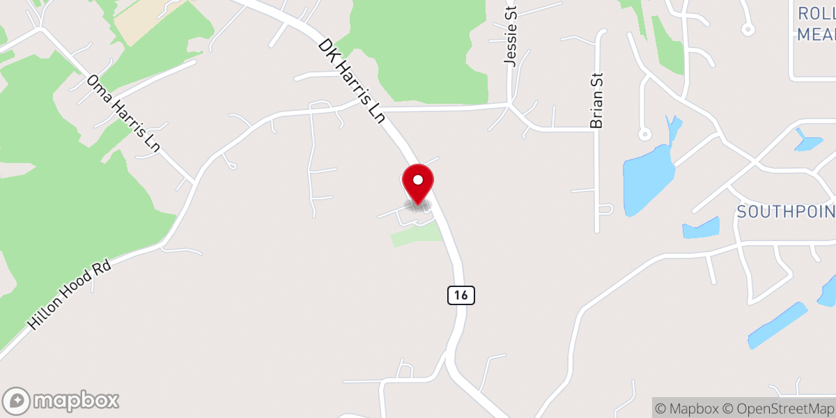 Map showing location of Hebron Baptist Church
