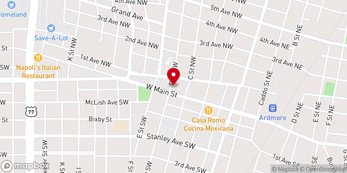 Map showing location of Ardmore District United Methodist