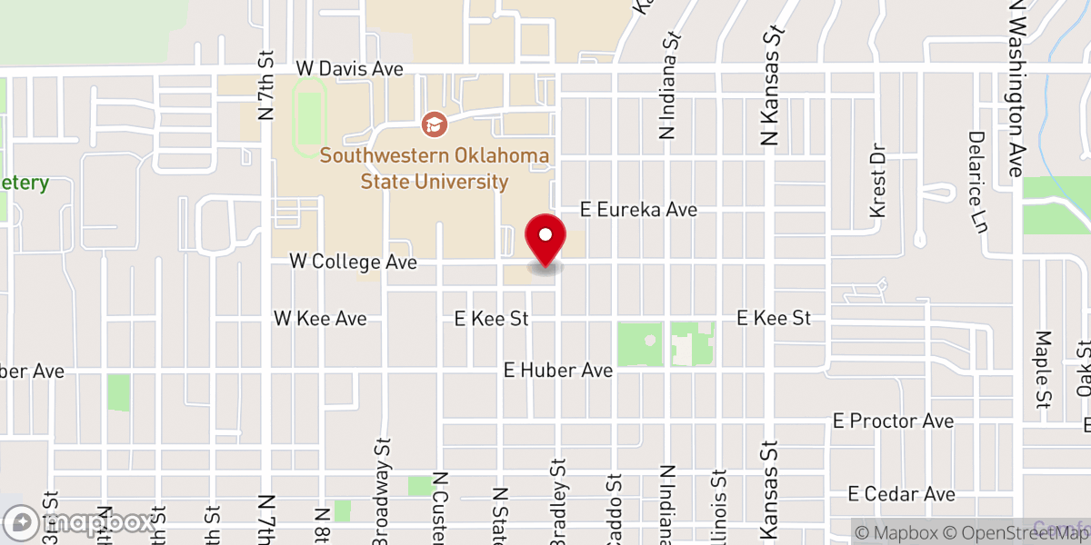 Map showing location of SWOSU BCM