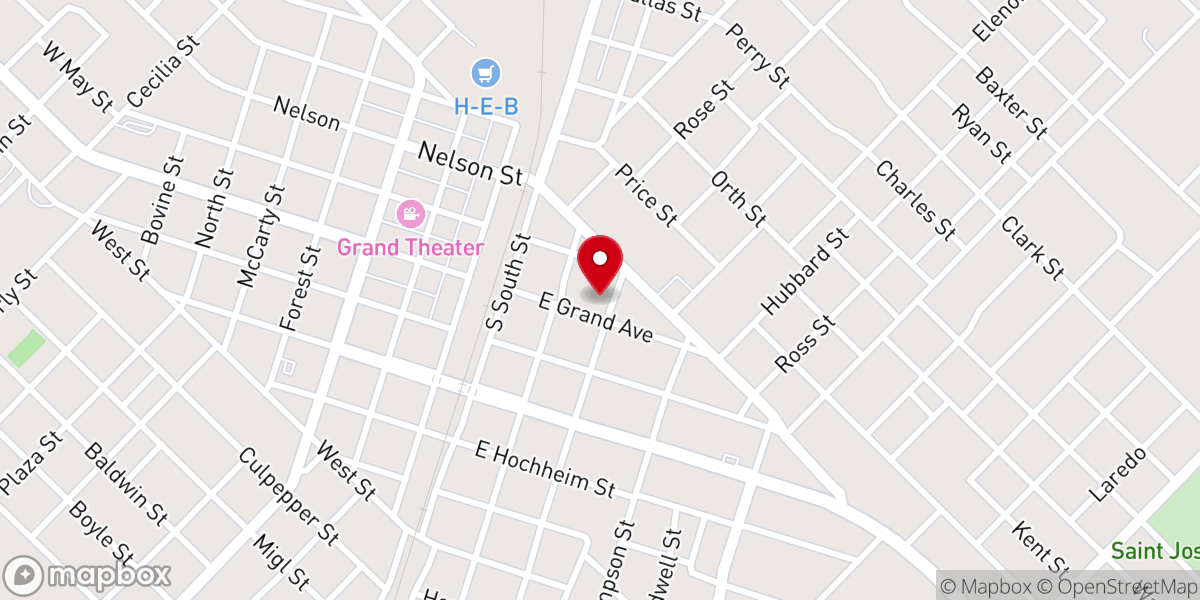 Map showing location of First Baptist Church Yoakum