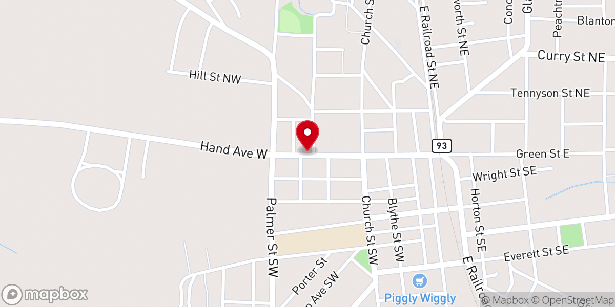 Map showing location of Hand Memorial United Methodist Church - Parsonage