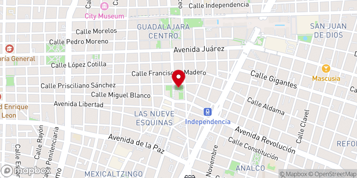 Map showing location of Jardín de San Francisco