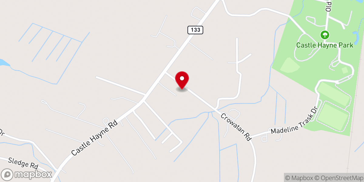 Map showing location of Castle Hayne Church of God