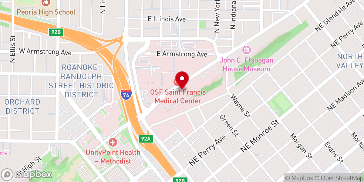Map showing location of OSF | St. Francis Medical Center - Chapel