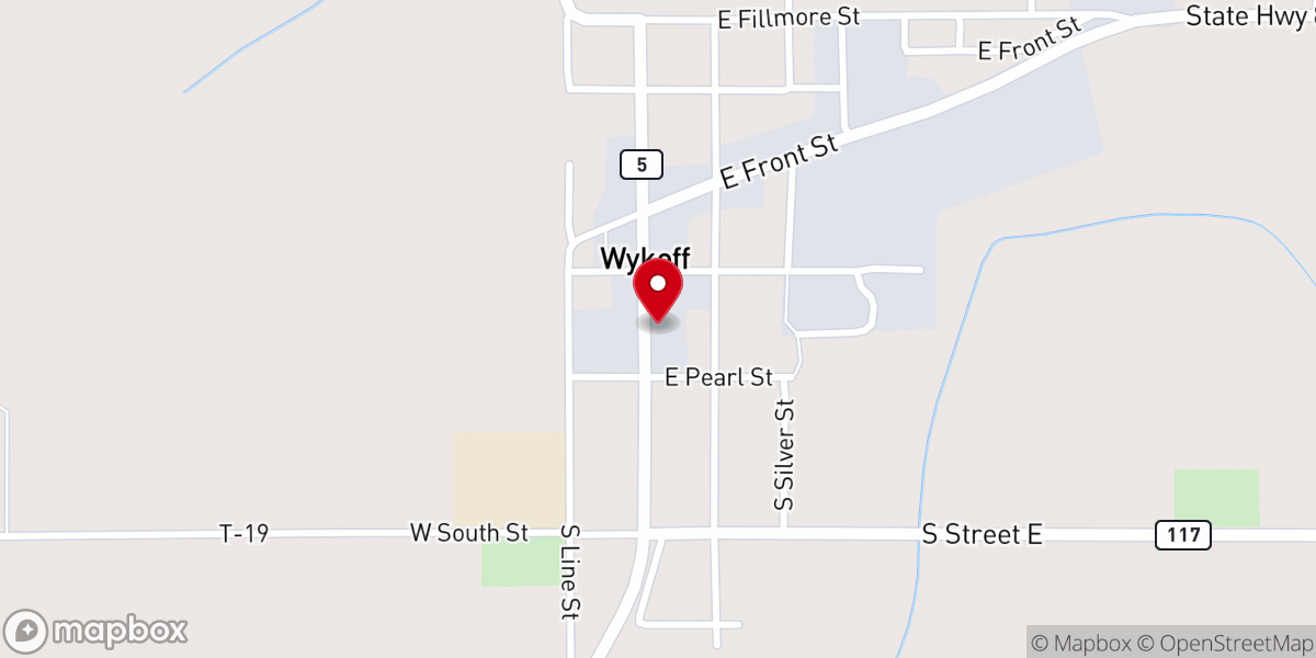 Map showing location of Wykoff