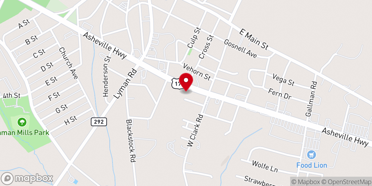 Map showing location of Calvary Chapel Inman