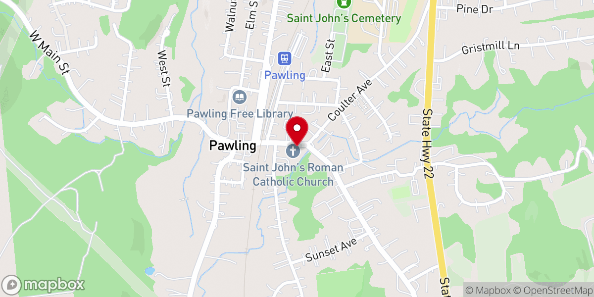 Map showing location of St John's Parish Center