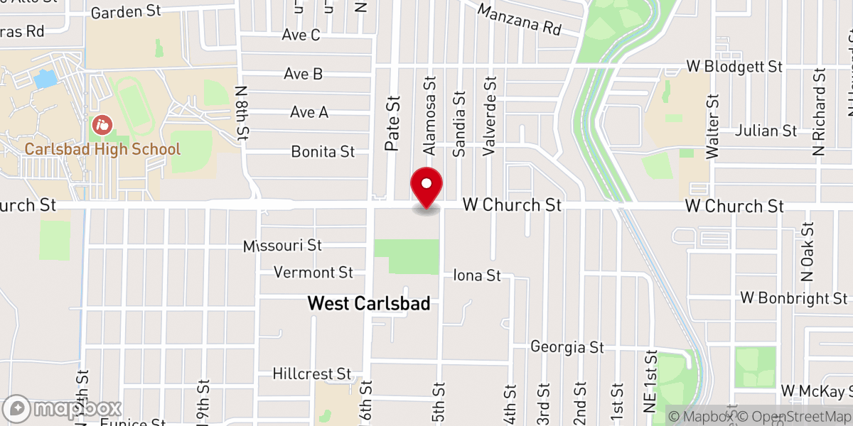 Map showing location of Calvary Assembly of God Church