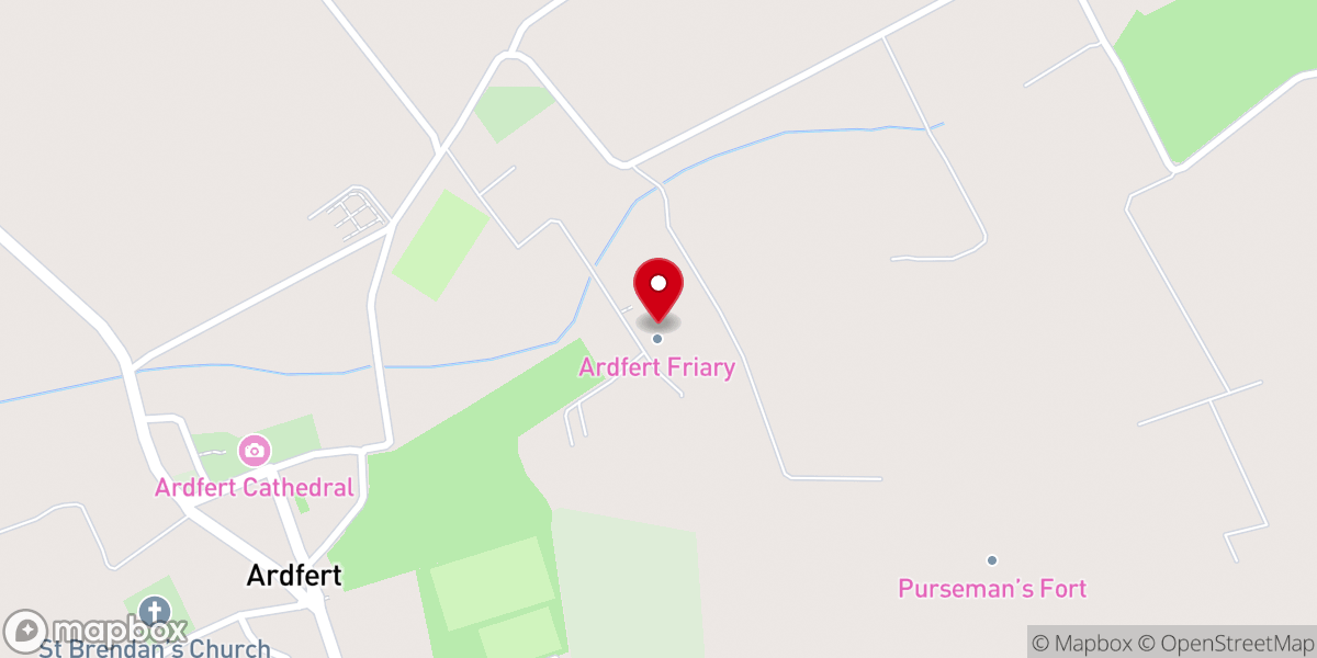 Map showing location of Ardfert Friary