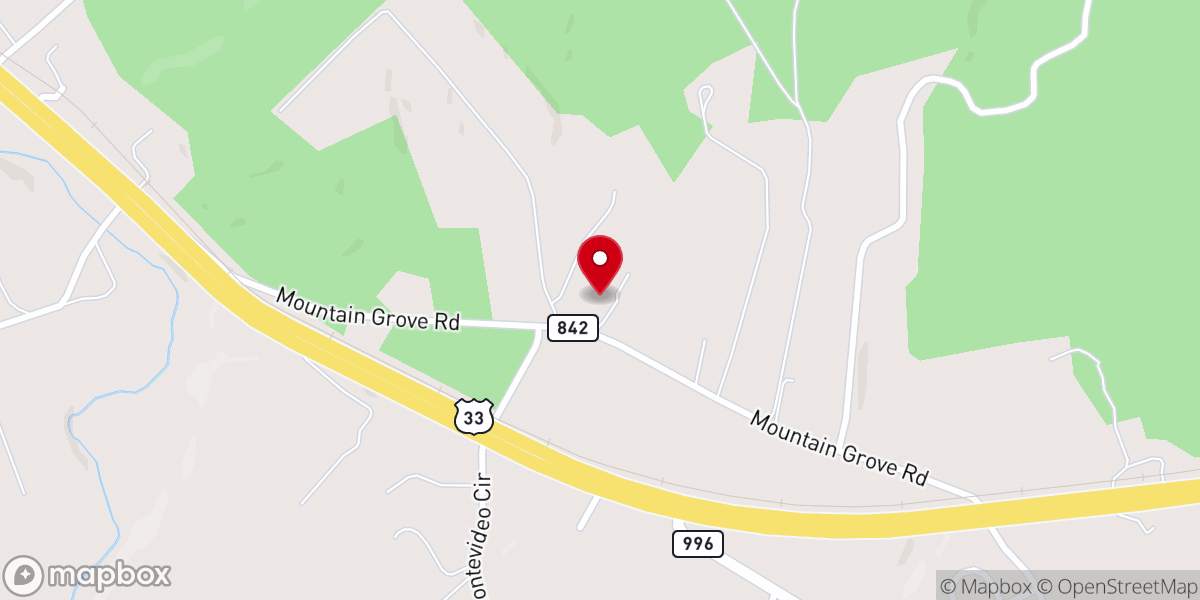 Map showing location of Mountain Grove Church