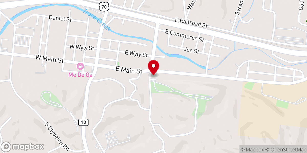 Map showing location of Waverly First Baptist Church