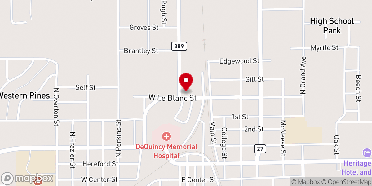 Map showing location of Care Center of Dequincy