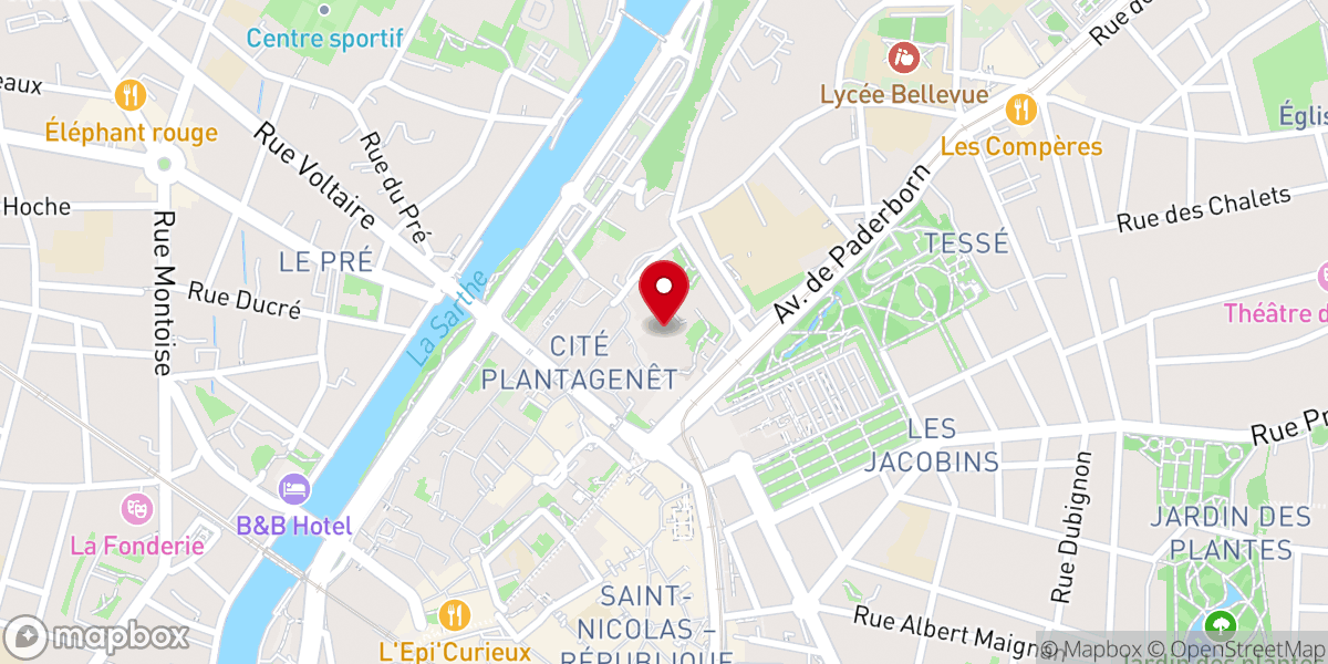 Map showing location of Cathédrale Saint Julien-Le Mans