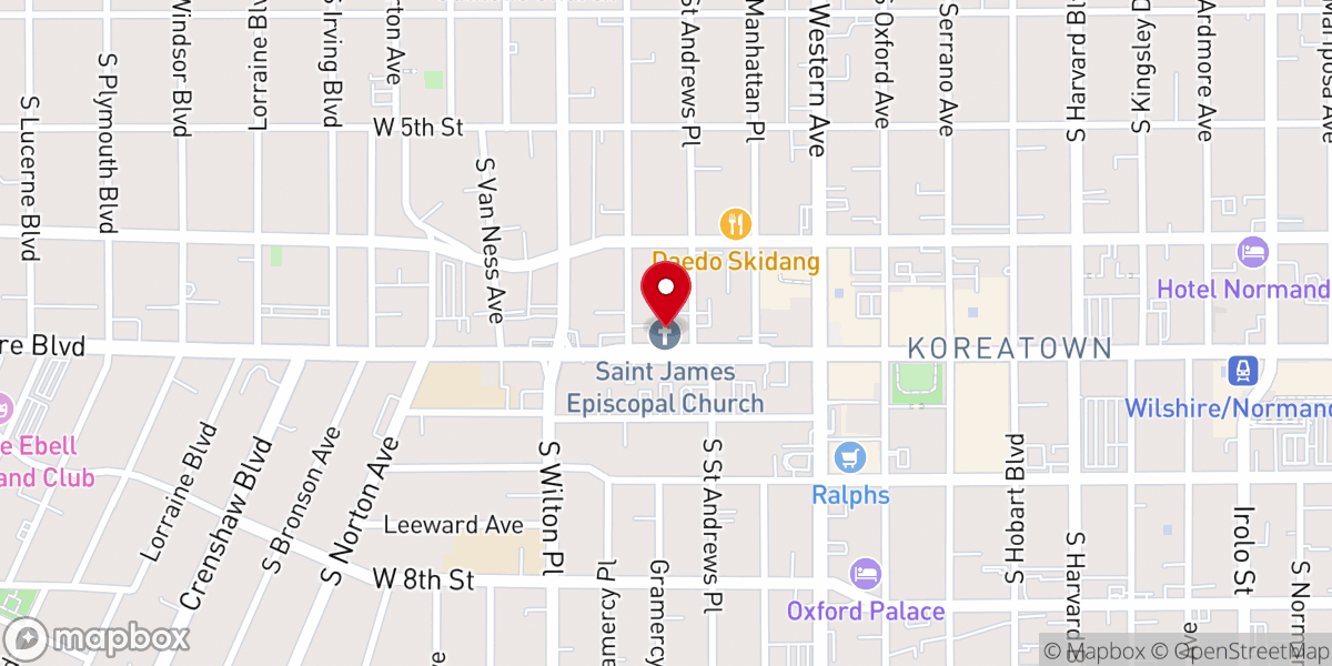 Map showing location of St James Episcopal Church