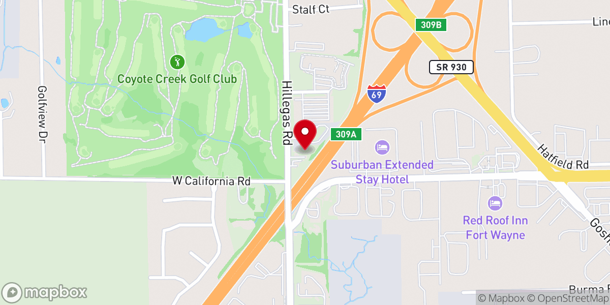 Map showing location of Fort Wayne Wedding Chapel